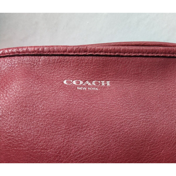 Coach Red Leather Duffle Zipper Closure Crossbody Shoulder Bag - Picture 4 of 16